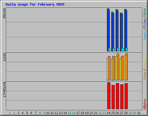 Daily usage for February 2025
