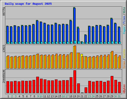 Daily usage for August 2025