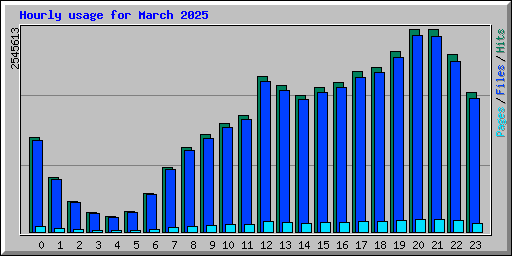 Hourly usage for March 2025
